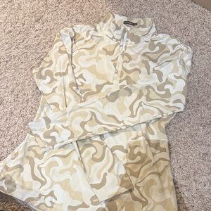 J. McLaughlin Tan and Cream Camouflage Quarter Zip